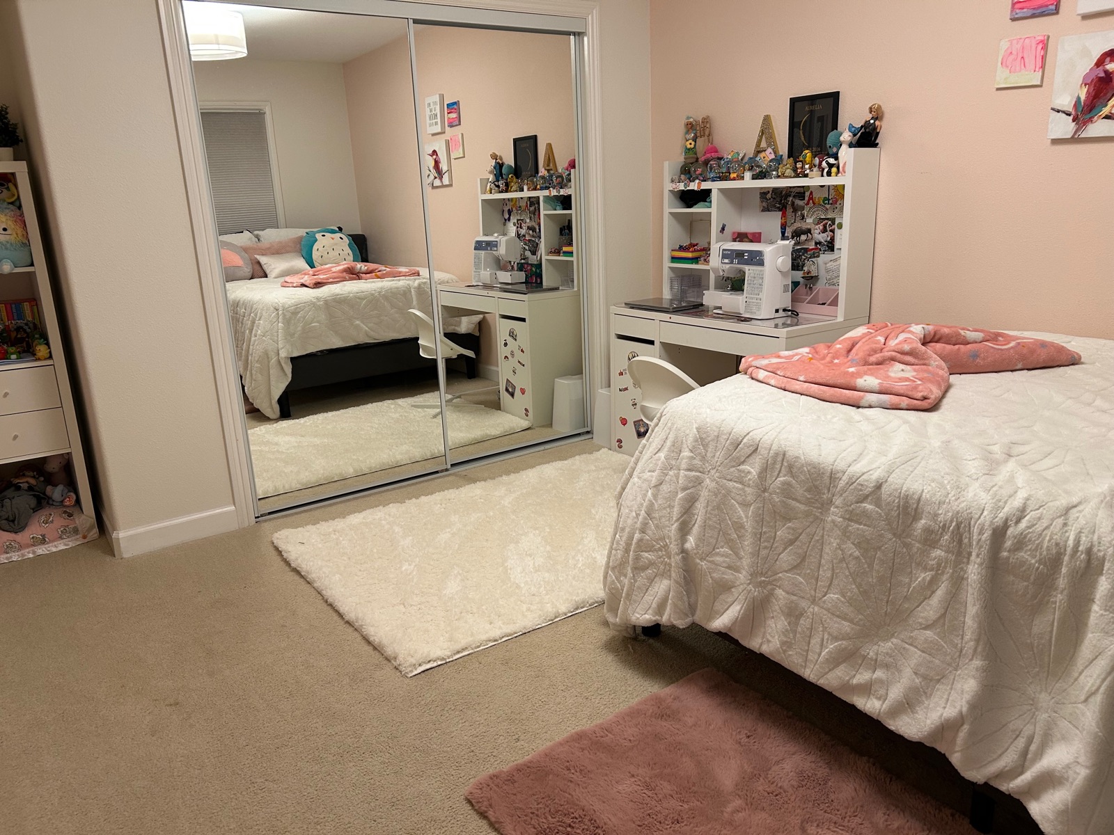 Closet after organizing — clothes neatly hung, floor cleared